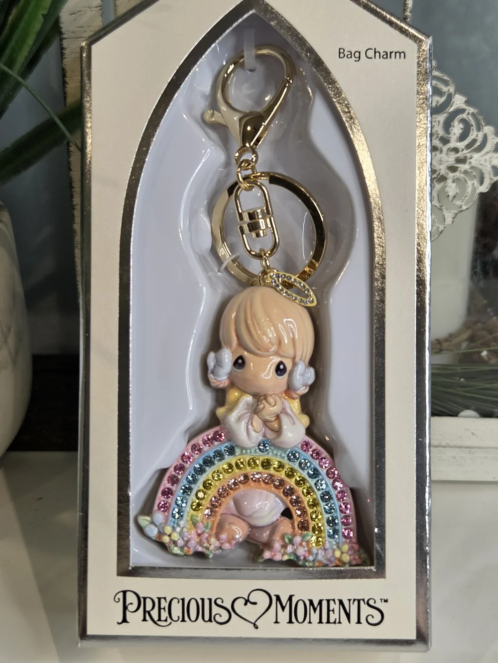 Precious Moments Gold Rainbow Crystal Bag Charm - Picture 2 of 3